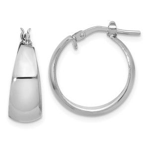Sterling Silver RH-plated Polished Tapered Round SM Hoop Earrings